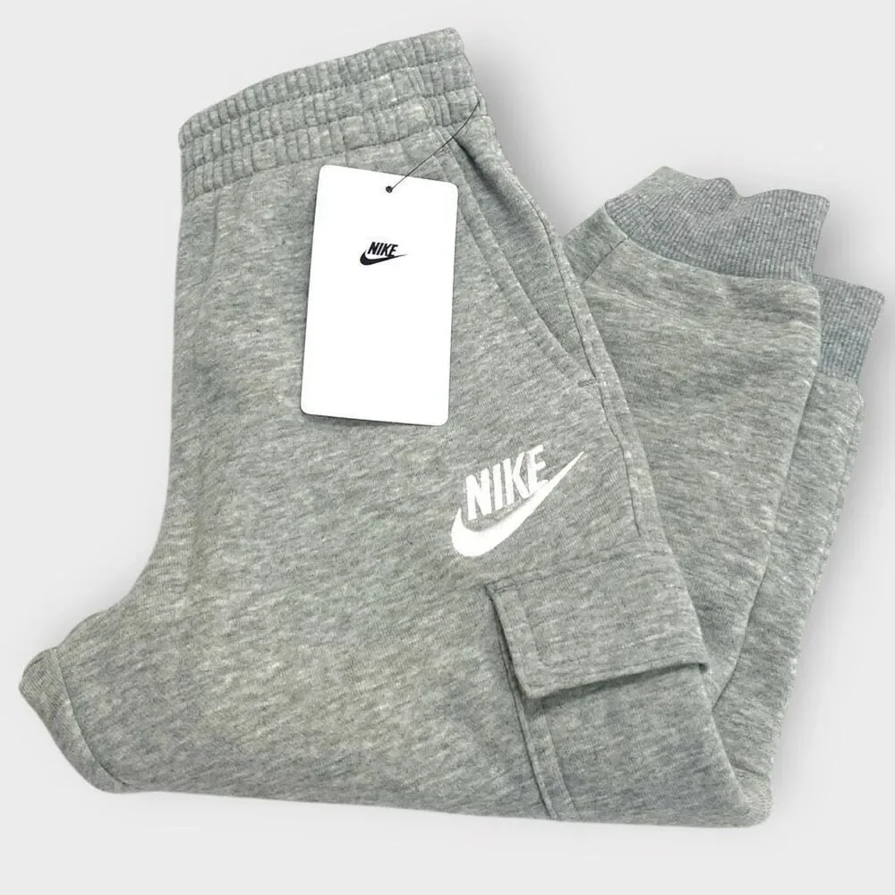 Nike Sportswear Club Fleece Cargo Pants Gray Heather Big Kids size 3-4 XS New
